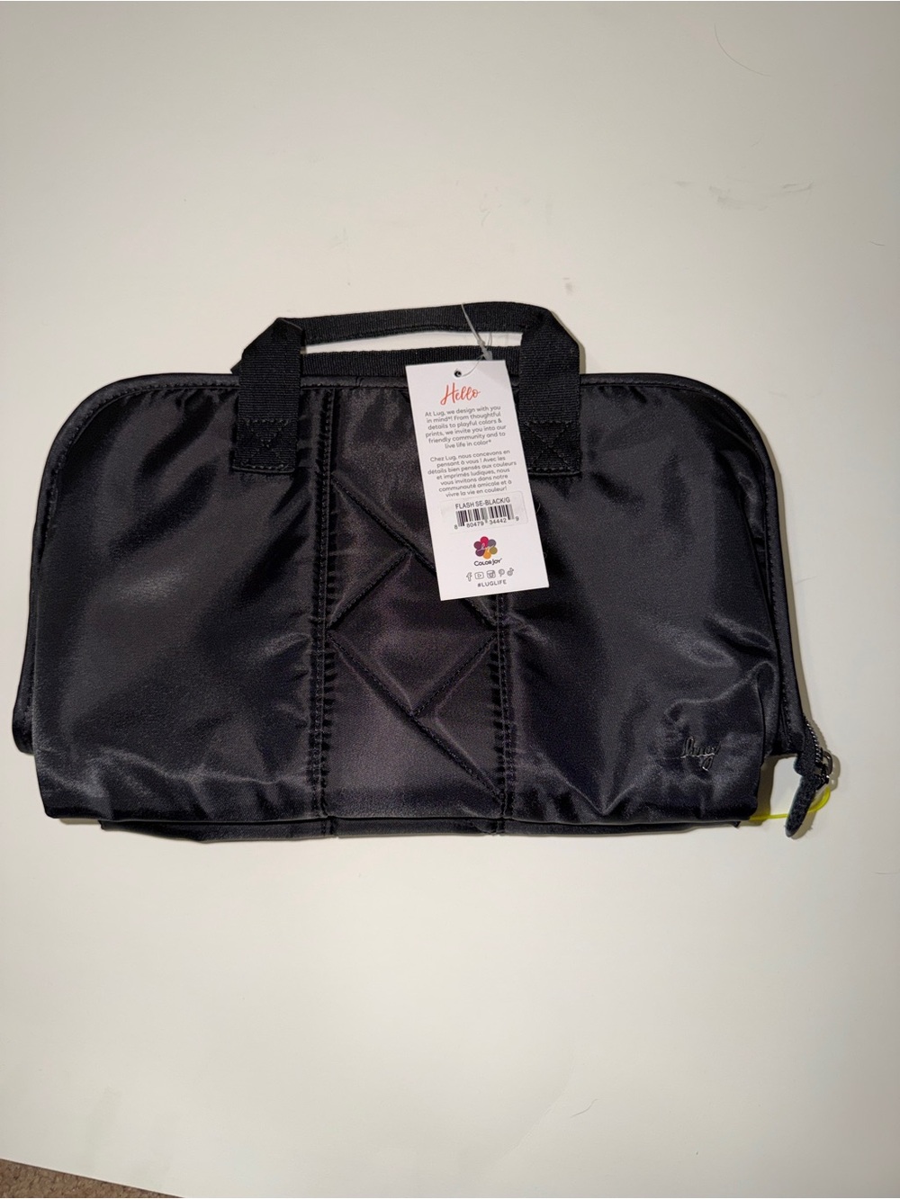 lug Black Nylon Cosmetic Travel Pouch with Top Handles